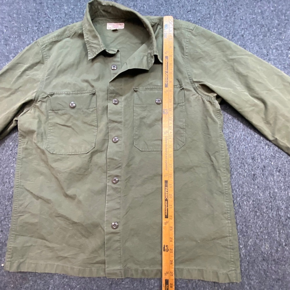 Wallace Barnes Utility Shirt Sz L Mens Green Military Workwear Chore Overshirt - Picture 7 of 9